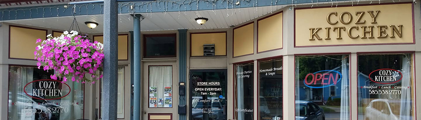 Outside of Cozy Kitchen building.